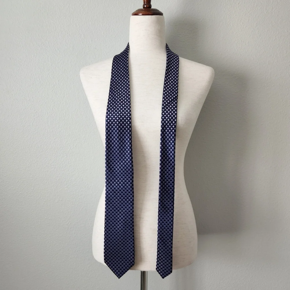 Michael Kors 100% Silk Navy & Purple Necktie With Gray Flecks